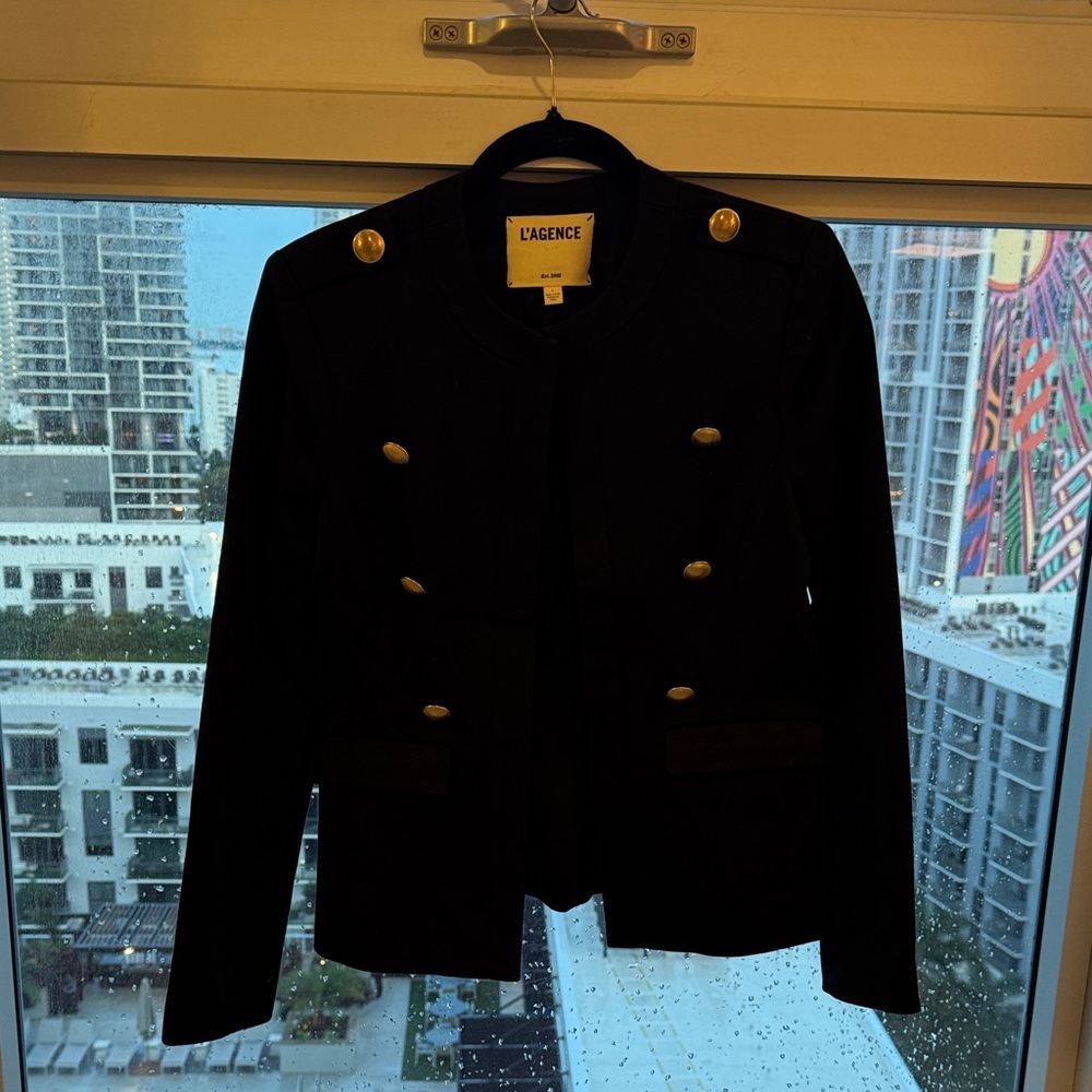 L'AGENCE Black Blazer with Gold Buttons